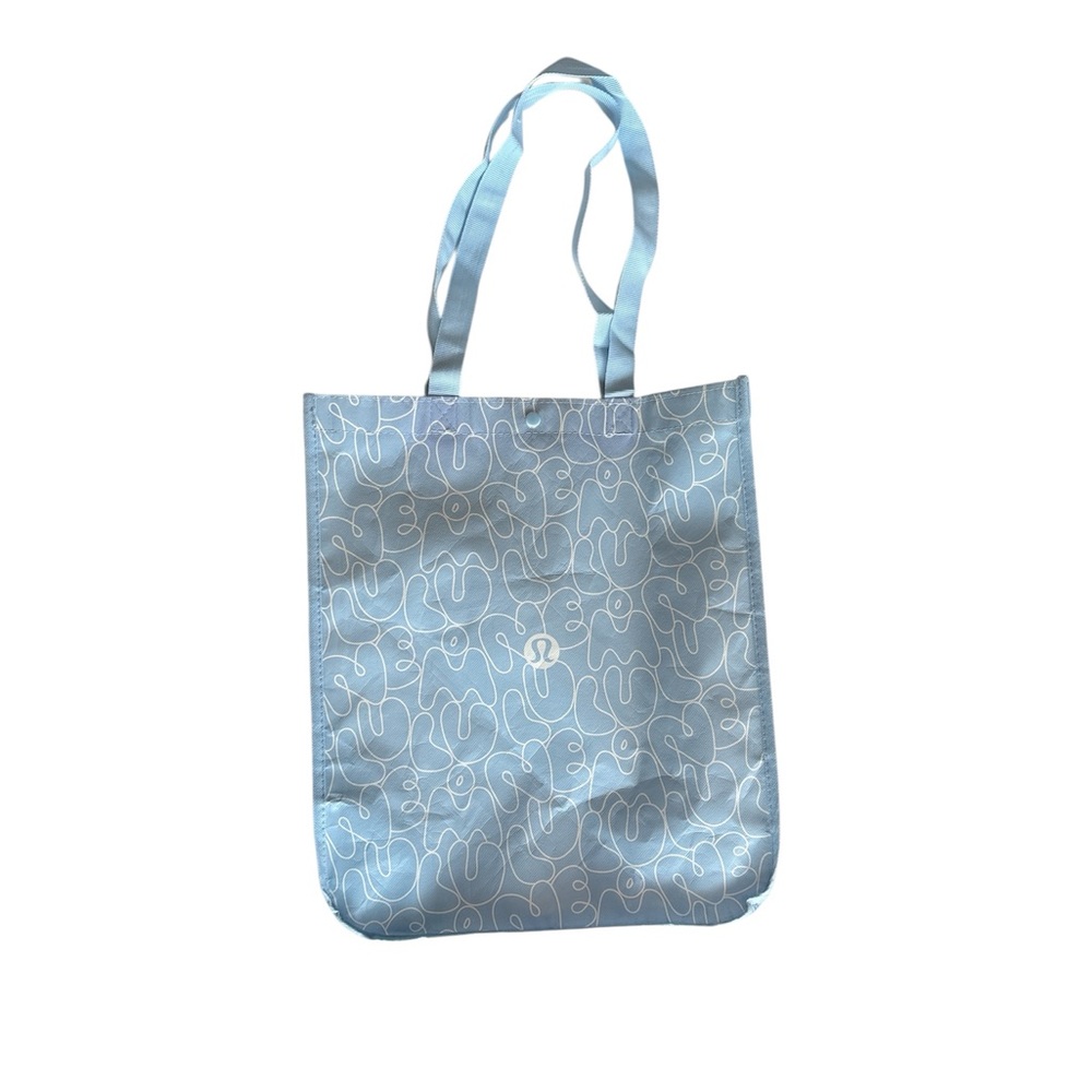lululemon athletica Reusable Shopping Bag Sky Blue Bubble Letters Patterned Tote